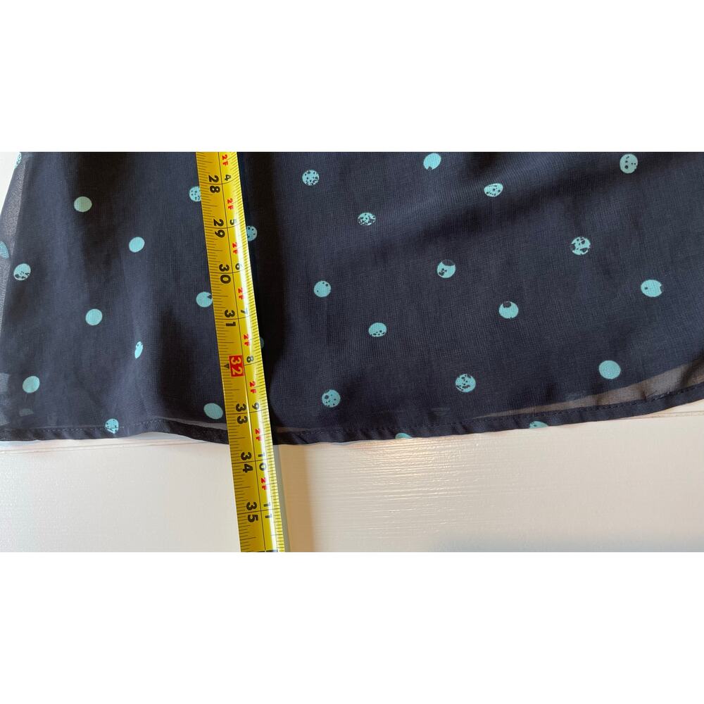 O’Neill Skater Mini Dress Sz L Crossover Back Cut Out Sleeveless Polka Dots Blue - Picture 9 of 9